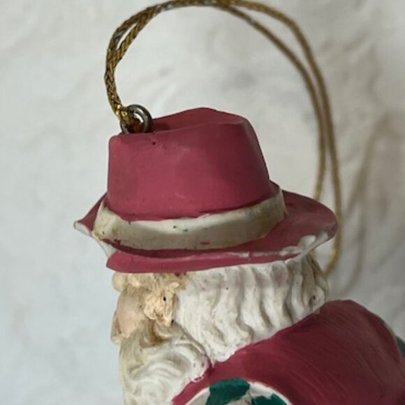 VTG Cowboy Santa Hand Painted Standing Hanging Tree Ornament 3"x1.75" - Picture 14 of 16